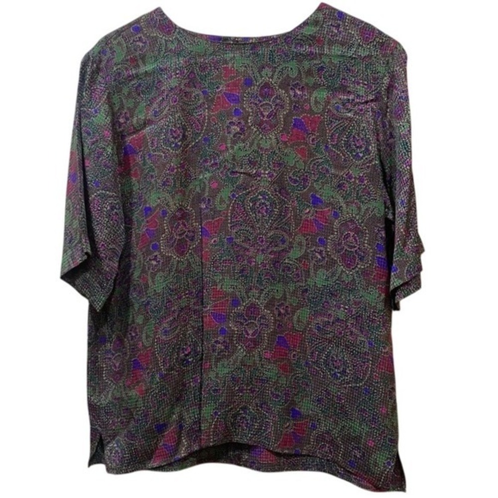 Vintage 80's / 90's Anne Klein Elegant Multicolor Paisley Women's 100% Silk Top